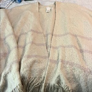 Free People Beige Fringed Poncho